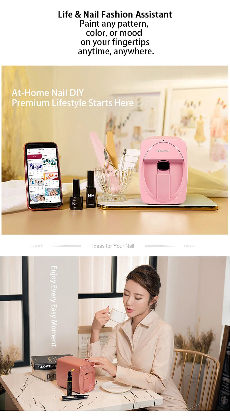 Nail Art Printer Portable 3D Nail Painting Machine, Massive Design, Mobile App Control DIY Nail Printer, Suitable for Family SA