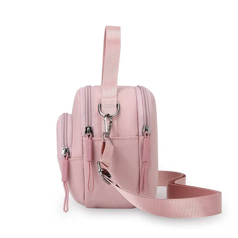 Women Nylon Handheld Bag Small Crossbody Shoulder Purse Lightweight Multi Functional Tote Casual Daily Travel Solid Color Black