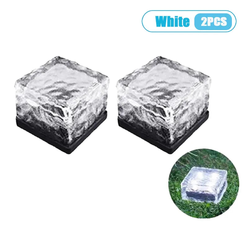 1-4PCS Solar Ice Block Lights Glass Brick Lights Landscape Lights Square Glass Lights Outdoor Street Lights Garden Lights