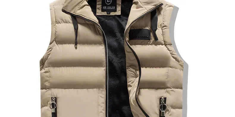 New Brand Mens Outdoors Vests Men's Winter Vest Cotton-Padded hot sale Vest Men Warm Hooded Waistcoat Casual Male Coats Vests