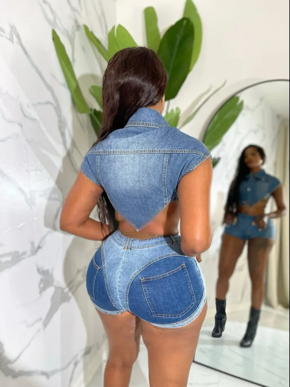 Two Piece Sets Women Denim Outfits Shorts Top Single Breasted Stretch Matching Sets 2025 Y2k Streetwear Sexy Short Pants Suit
