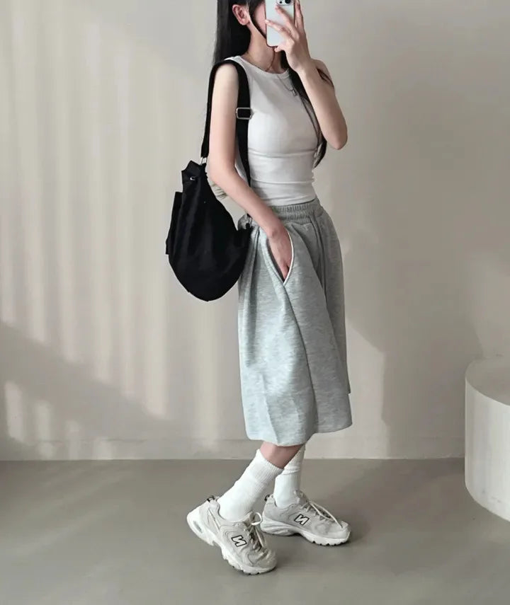 Summer Drawstring Wide Leg Shorts Women Fitness Running Loose Casual Large Sports Shorts Sweat Short High Elastic Lace Up Pants