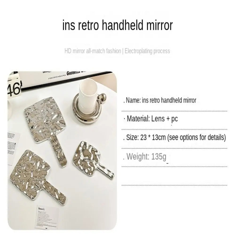 Beauty High Definition Handheld Mirror Liquid Shape Silver Makeup Mirror Fashion Travel Vanity Mirror Household