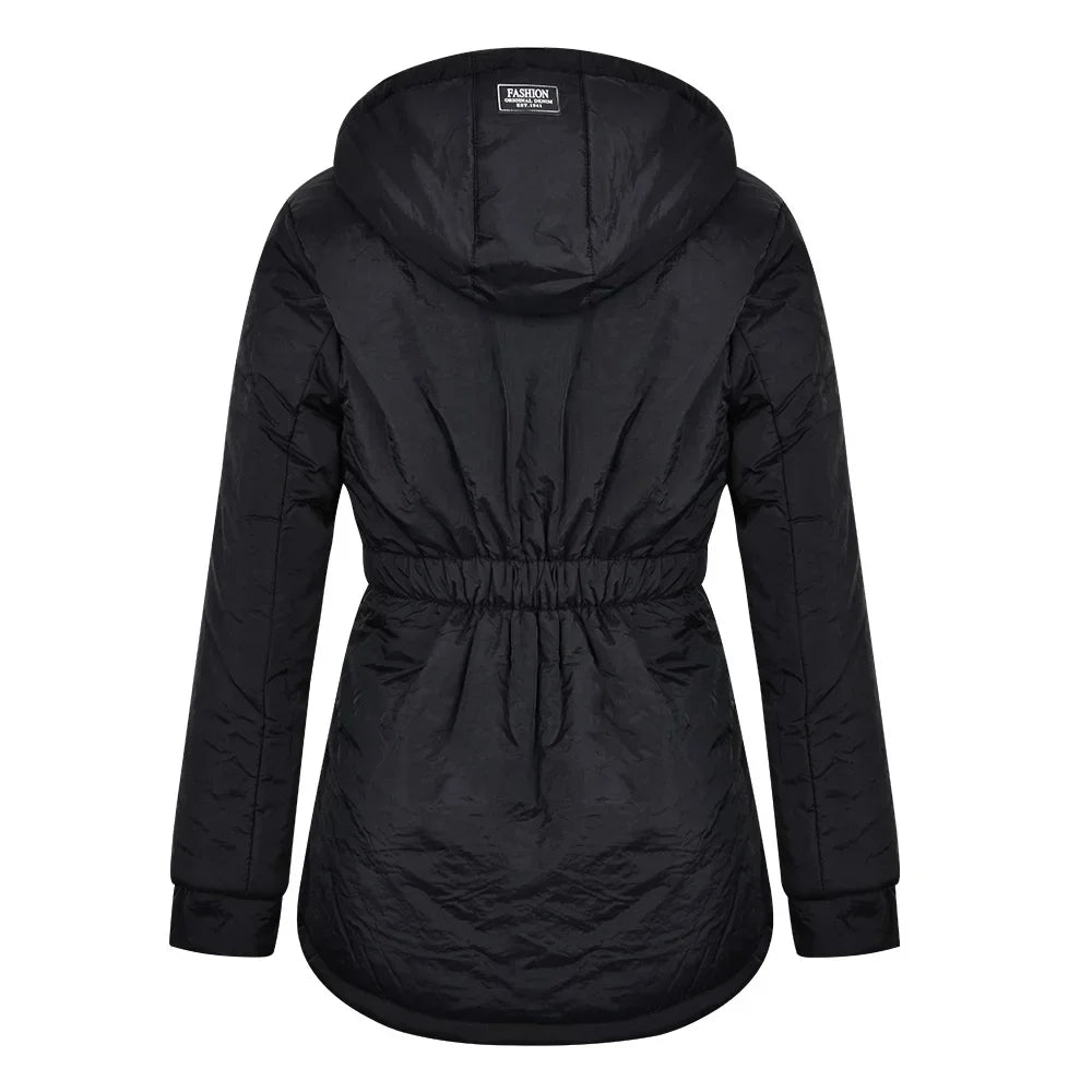 2025 New UZZDSS Winter Women Warm Parkas Hooded Thick Plush Coats Female Mid-Long Cotton Jacket Warm Coat Outwear Suit Jackets