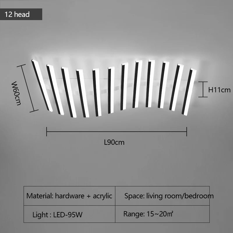 Modern LED Suitable for Living Room Pendant Lights With Remote Control Indoor Bedroom Office Lighting Long Strip Ceiling Lights