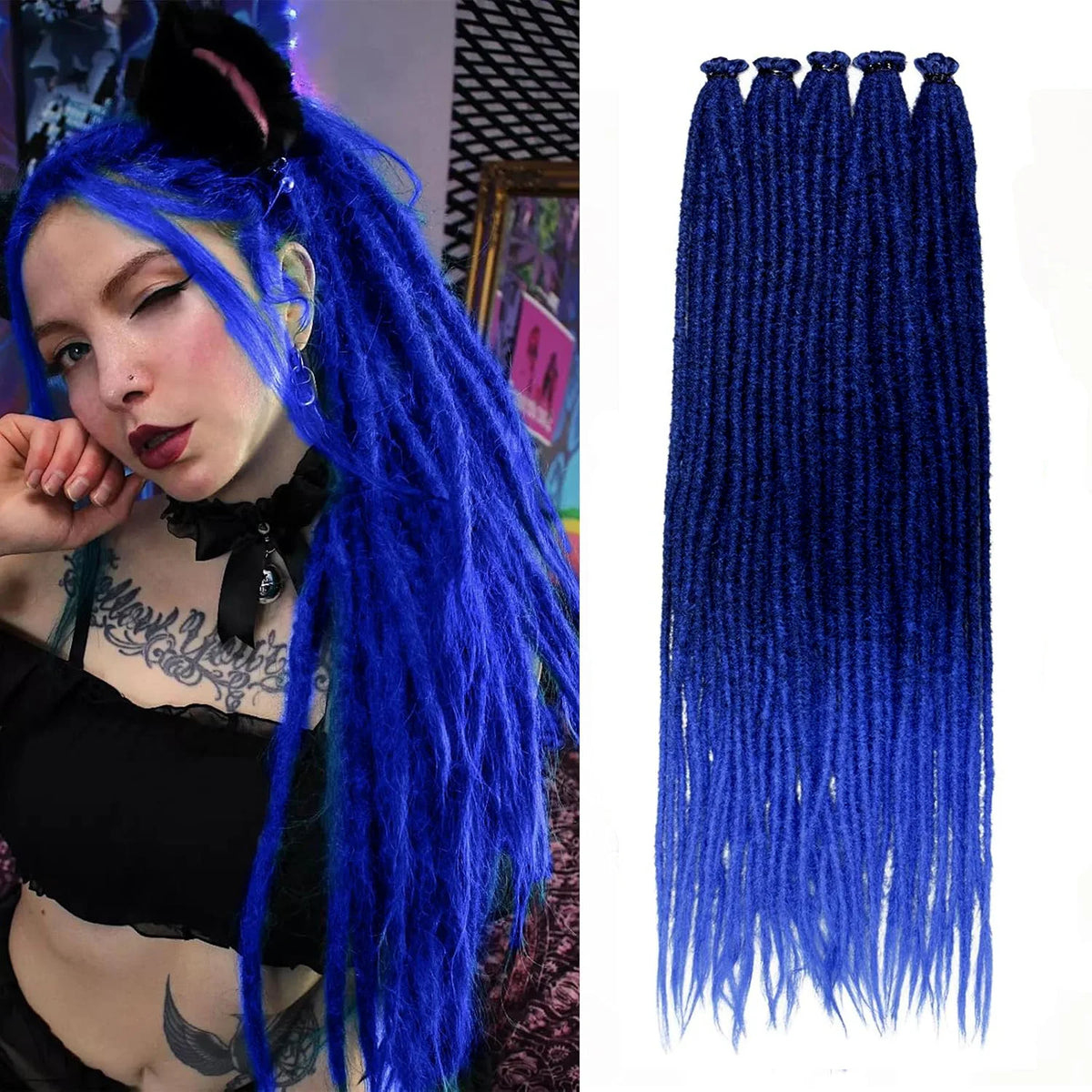 Synthetic Dreadlock Extensions 24 Inch 5 Strands/Pack Single Ended Thin Colorful Crochet Soft Hippe Handmade DreadLocs