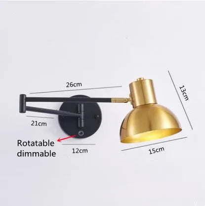 Led Dimmable Wall Lamp Bedroom Bedside Reading Light Folding Telescopic Switch Modern Creative Study Rocker Wall Light Fixture