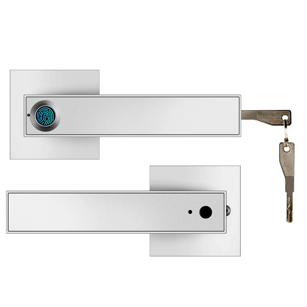 Fingerprint Door Lock Handle Smart Entry Fingerprint Electronic Door Lock Semiconductor Smart Lock Home Office w/Key