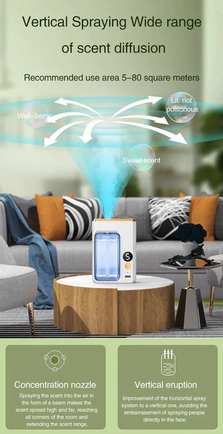 Automatic Diffuser Aromatherapy Car Perfume with Display Essential Oil Humidifier Bathroom Deodorization Air Freshener Jasmine