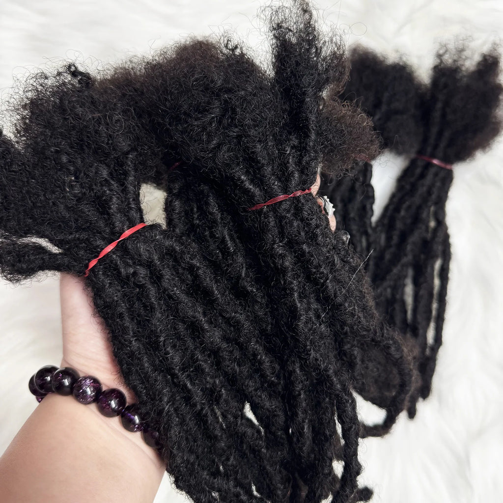 100% Real Human Hair Dreadlock Extensions for Crochet Braids 0.6cm Width Handmade Loc Extensions Human Hair for Men Women