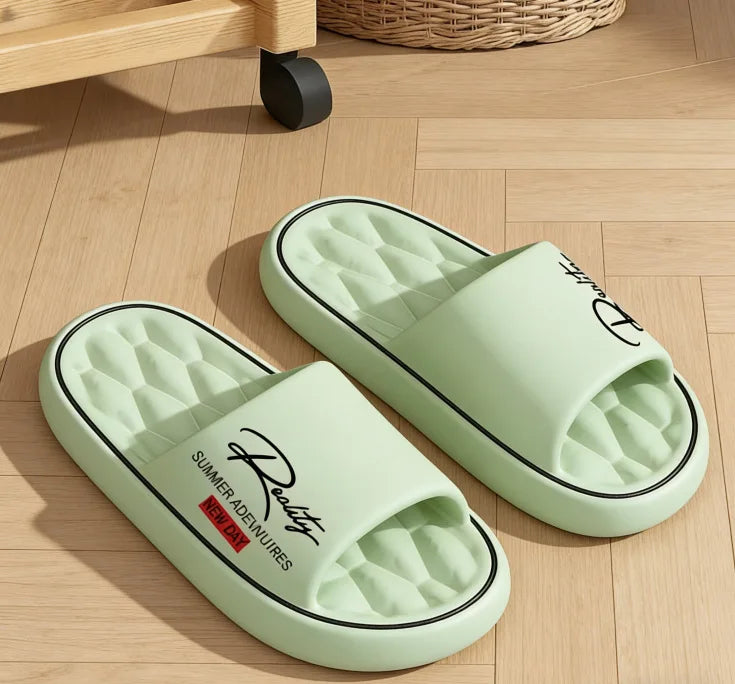 Summer New EVA Anti-Slip Bath Slippers Women Indoor Home Shoes Couple Massage Waterproof Odor-Resistant Thick Bottom Slippers