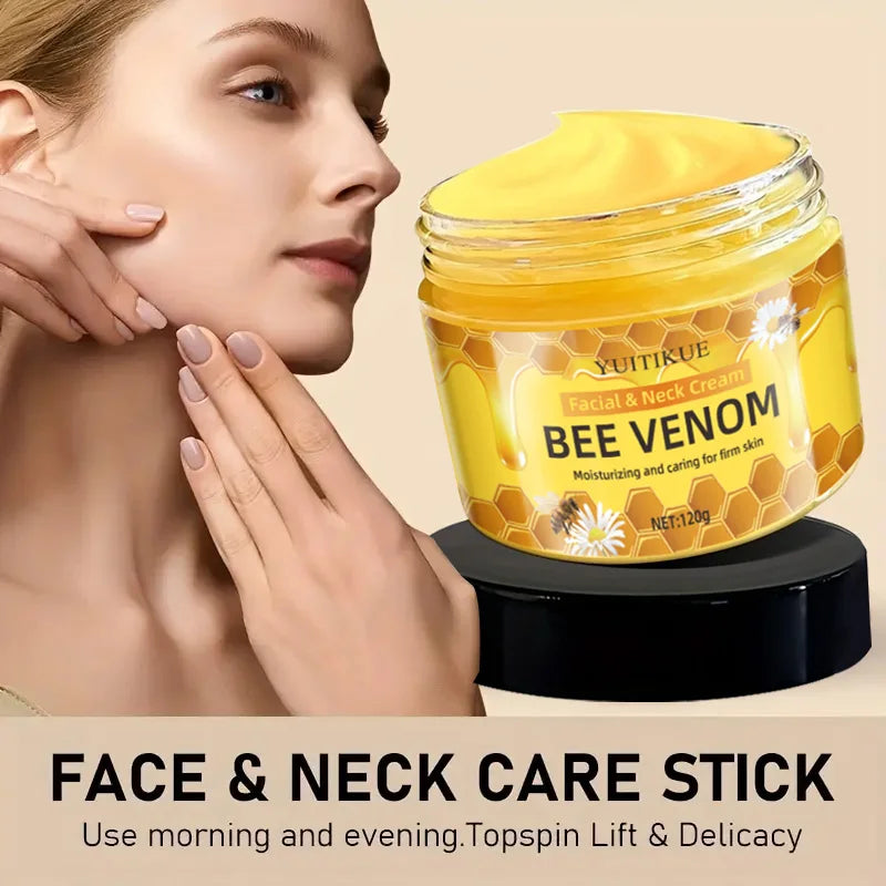 YUITIKUE 120g Bee Venom Face & Neck Cream, Hydrating Smooth Firming, Topspin Lift Delicacy Skin Care
