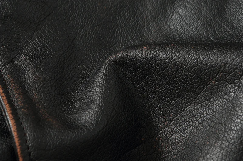 Retro Black Winter Leather Jacket Men Vintage Style Plus Size 5XL Genuine Natural Thick Cowhide Diagonal Zipper Leather Coat