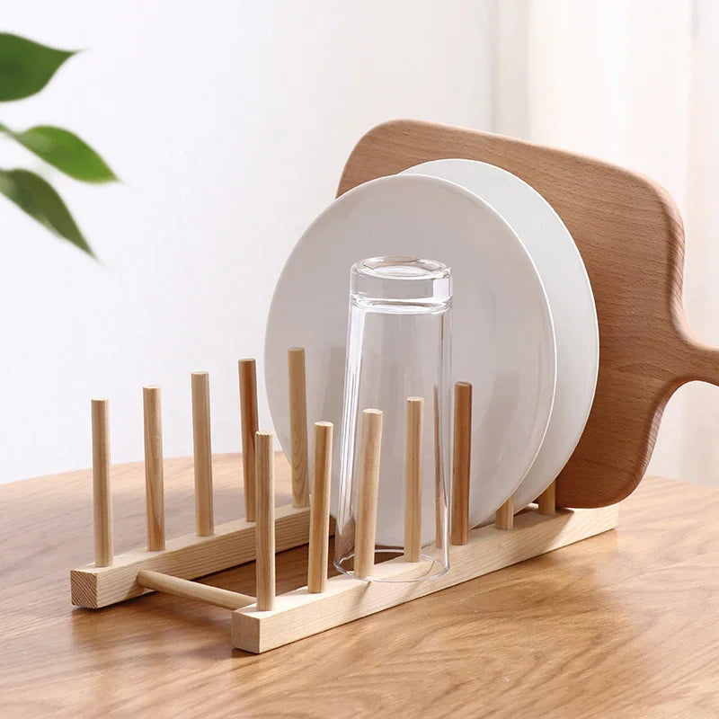Practical DIY Locker Bamboo Drain Rack Wooden Plate Rack Dish Rack Kitchen Organizer For Plates/Cutting Boards/Plates/Cups