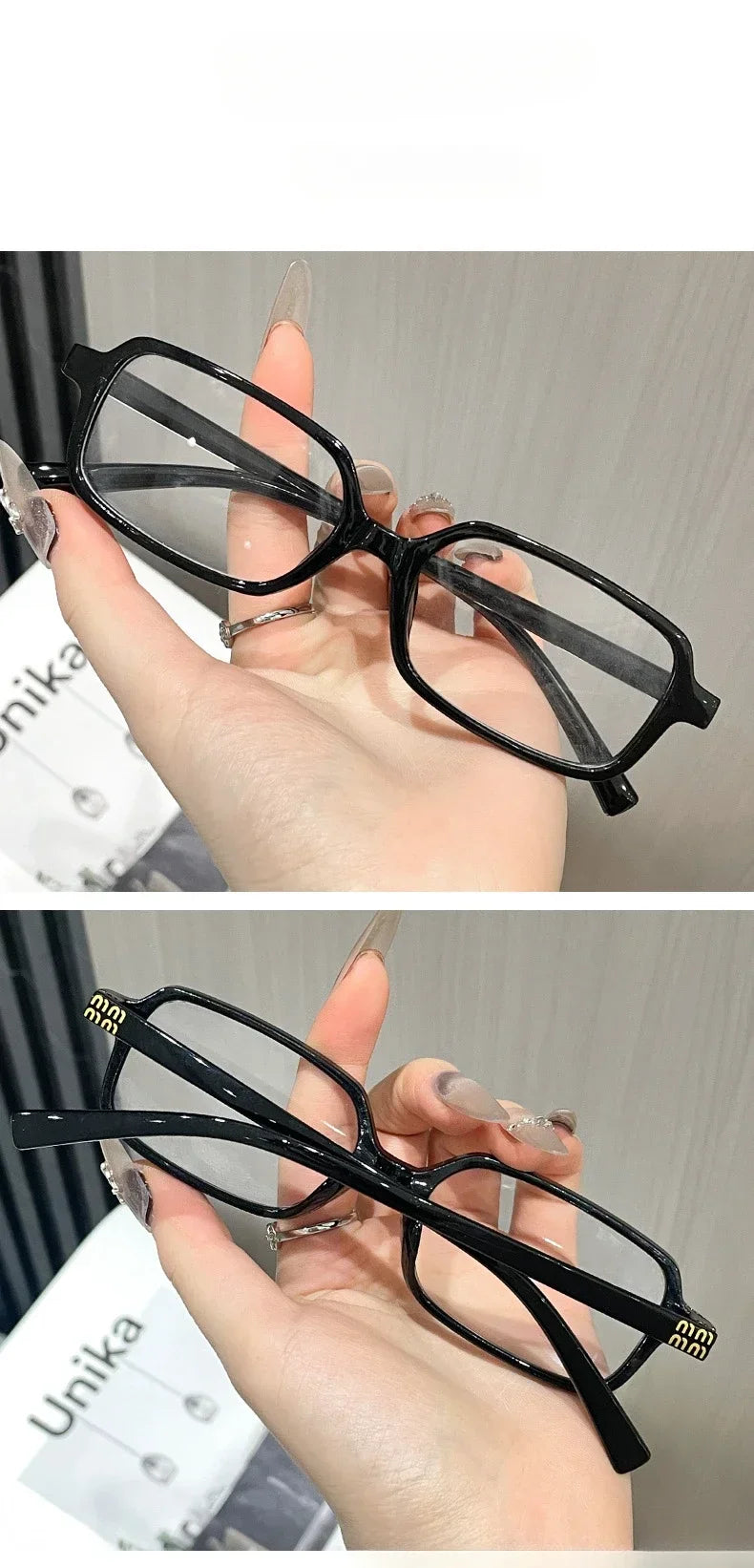 Black Square Small Frame Myopia Glasses Anti Radiation and Anti Blue Light Ultra Light Myopia Glasses Prescription 0 To -4.0