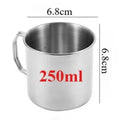 Stainless Steel Camping Cup 250/350/500/700ml Portable Mountaineering Cups With Foldable Handle Outdoor Water Mug Drinkware