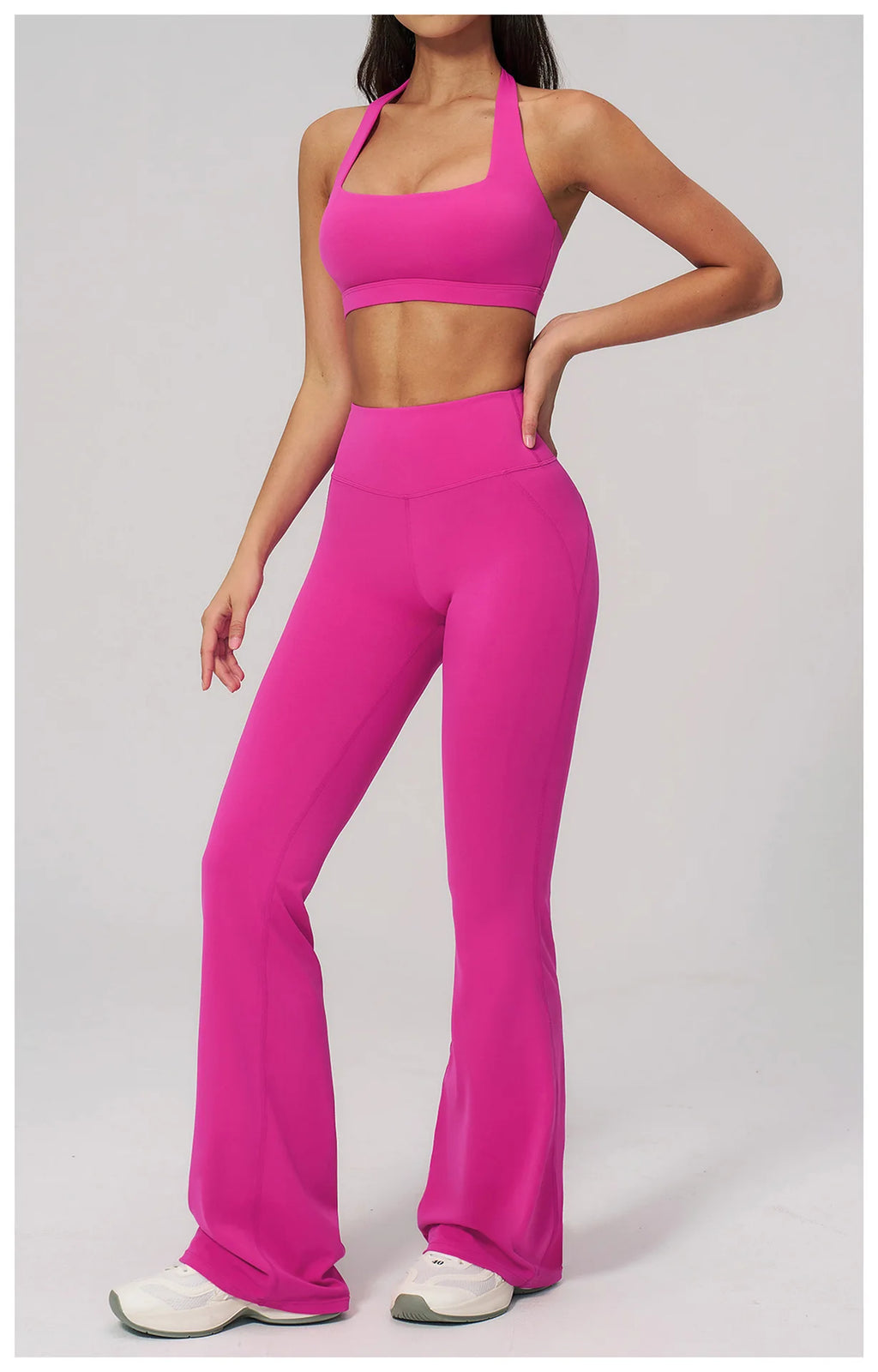 Women's Tracksuits 2PCS Flared Pants Yoga Set Gym Fitness Outfits Female Shockproof Sports Bra Yoga Workout Clothes Sports Sets