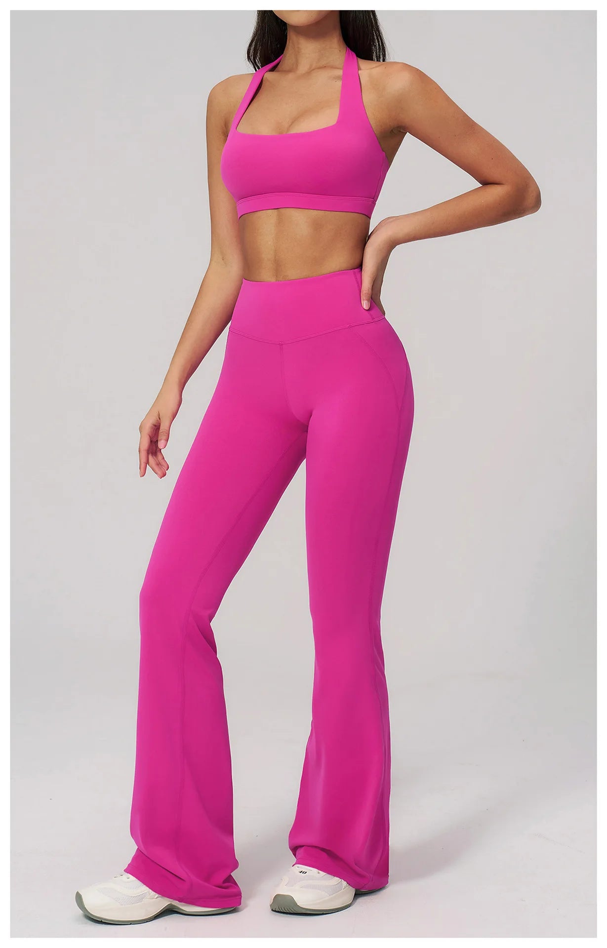 Women's Tracksuits 2PCS Flared Pants Yoga Set Gym Fitness Outfits Female Shockproof Sports Bra Yoga Workout Clothes Sports Sets