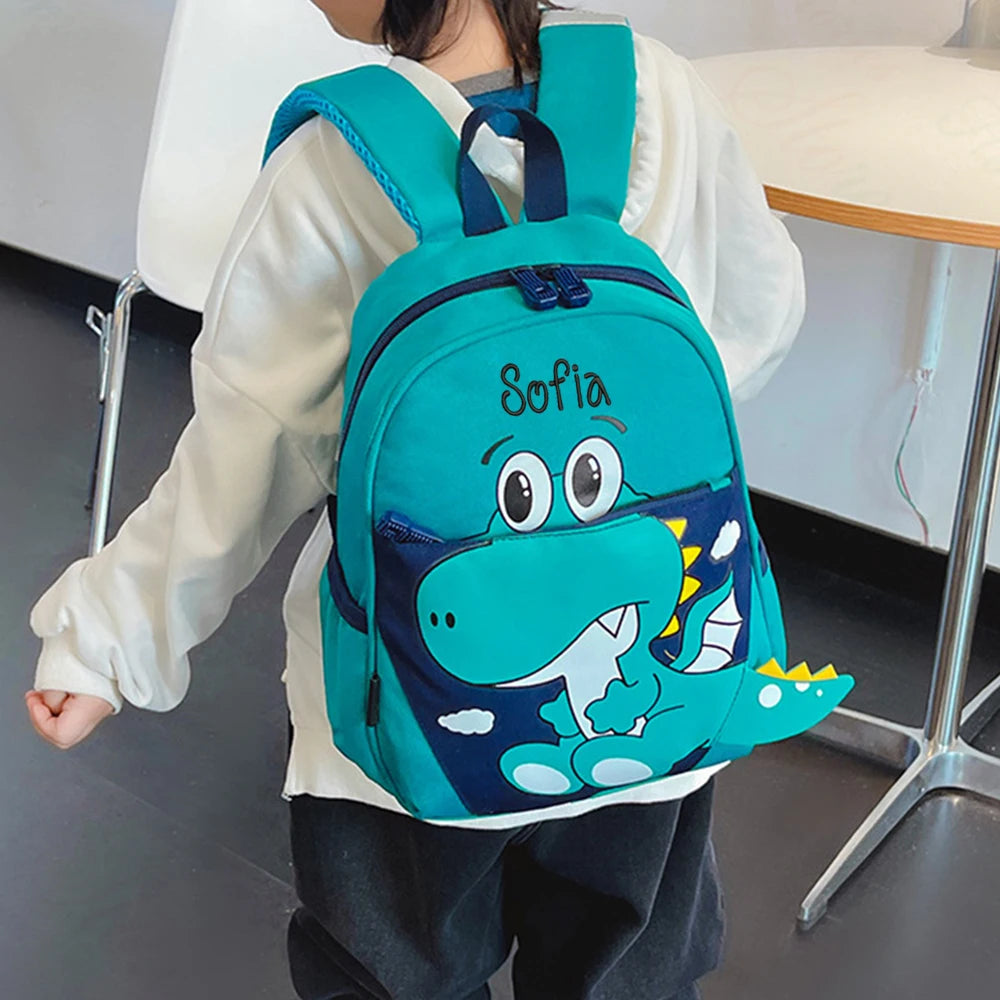 2023 New Kindergarten Backpack Personalized Name Children's Cartoon Dinosaur Cute Backpack Customized Children's Day Gift Bags