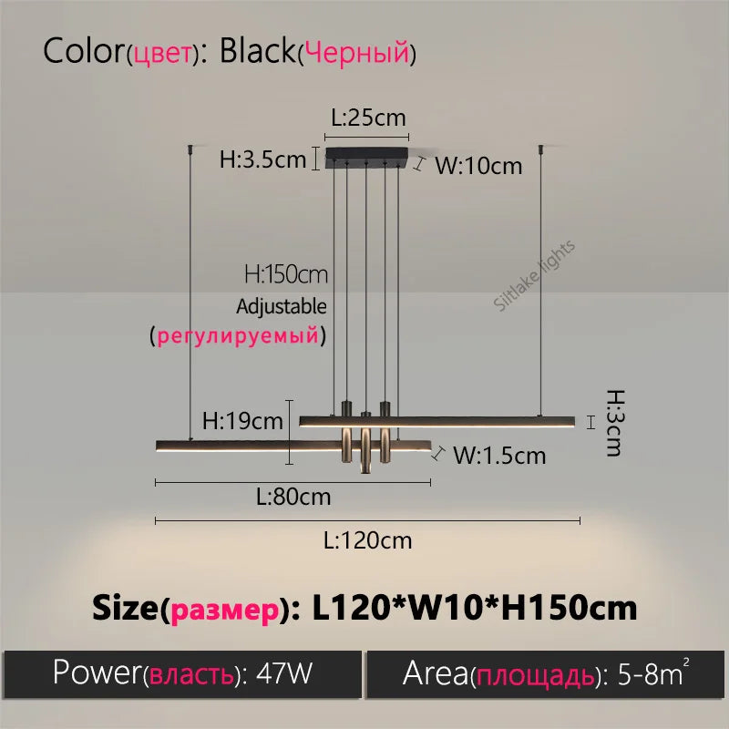 Modern light creative bar counter strip designer lamps LED Pendant Light  for Dining Table Kitchen Chandelier Memory Function