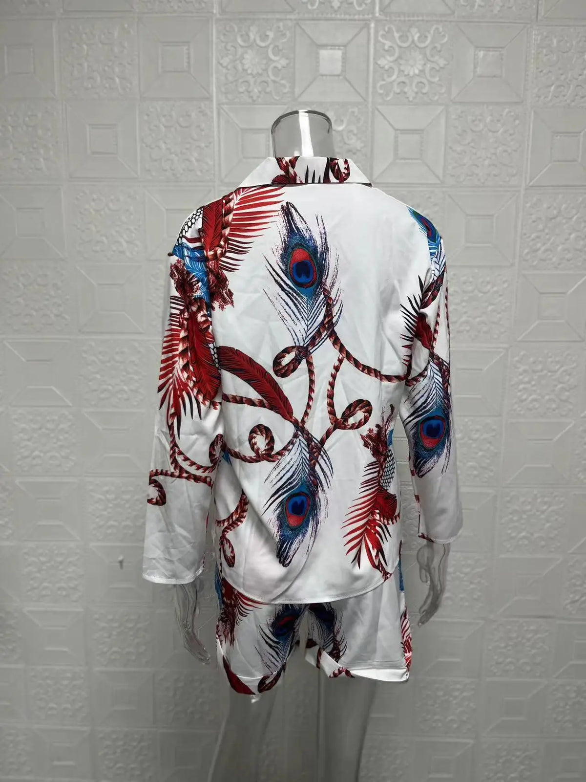 Summer Women's Letter Print Shirts Two Piece Sets Casual Turn-down Neck Long Sleeve Zipper Blouses Shorts Suits Loose Streetwear