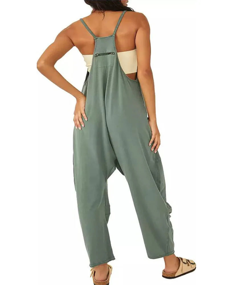 Women Casual Spaghetti Strap Sleeveless Jumpsuit Vintage Harajuku Wide Leg Loose Pants Summer Solid Oversize Overalls Rompers