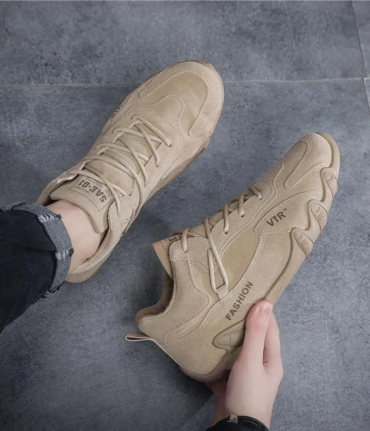 Waterproof Leather Ankle Boots for Men Waterproof Sneakers lace Up Leather Casual Sneakers for Men Casual Motorcycle Shoes