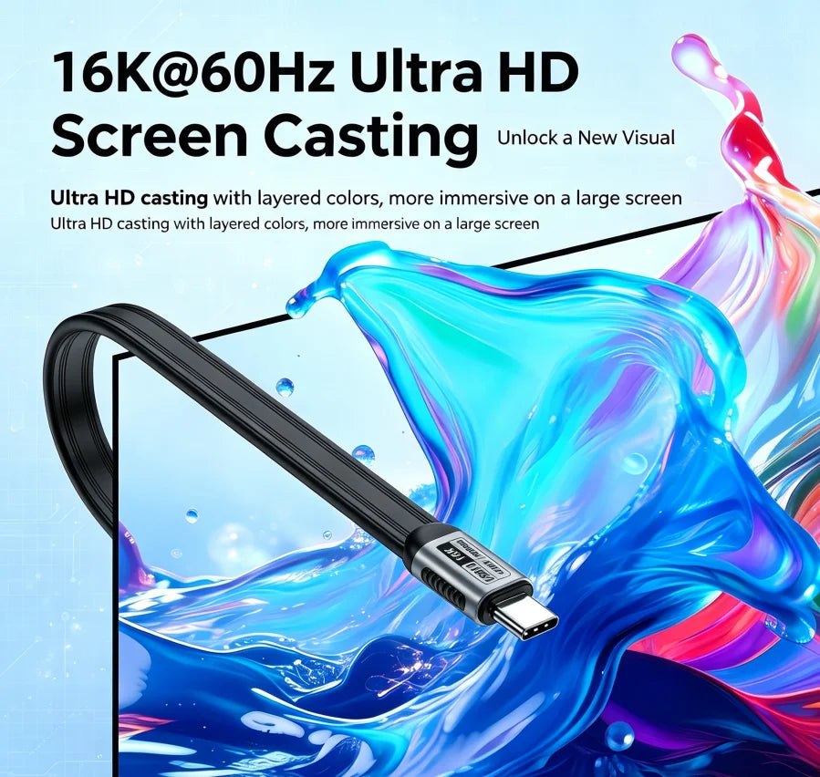 Uyellow USB 5 Cable 80Gbps 240W 16K Type C To C Fast Charging Thunderbolt 3 4 5 USB 5.0 to C Data Transfer Cable Laptop