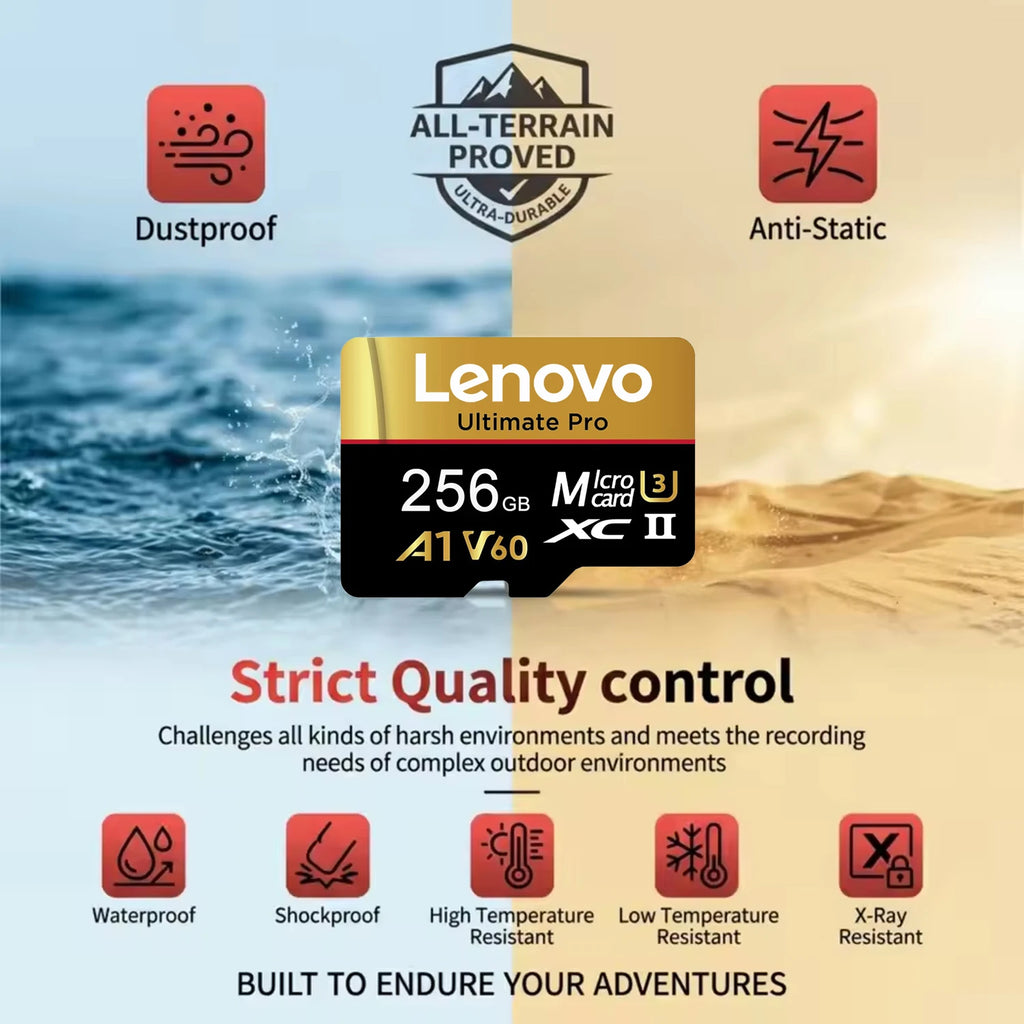 Lenovo Original Class 10 UHS-II Micro SD Card 1TB High Speed A1 V60 Stable Performance TF Flash Cards for Phone Camera Drone