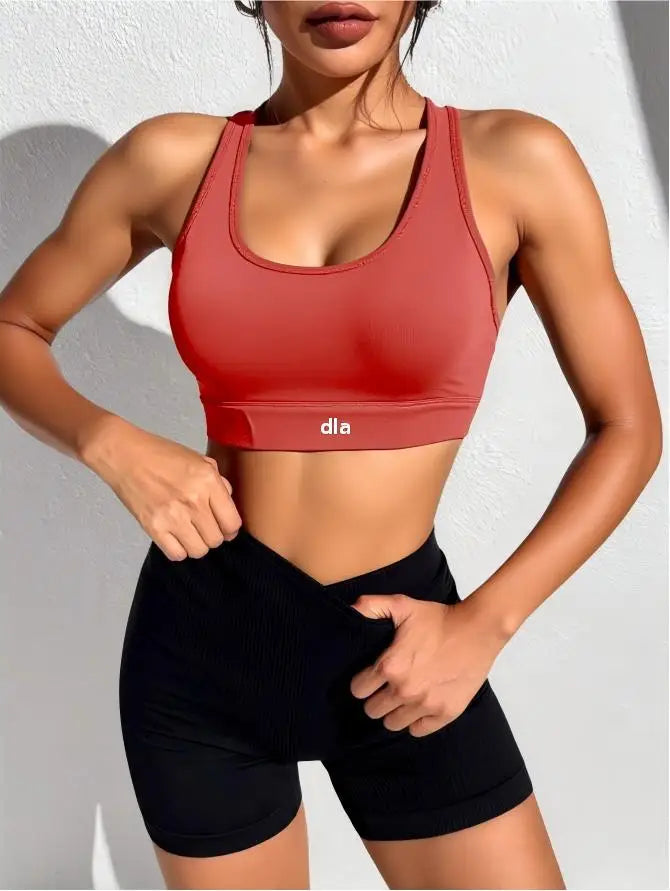 2026 Women's Sports Bra, One-Piece Fixed Shock-Absorbing Fitness Top for Running, Yoga, and Workout with Back Support