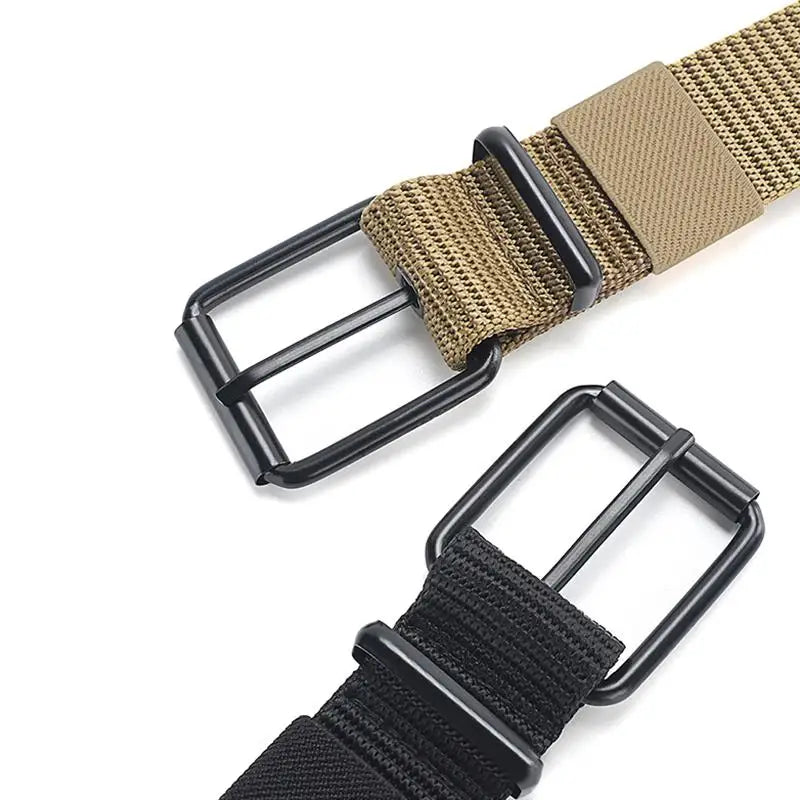 Porous Canvas Pin Buckle Belt Men's Leather Belt Outdoor Sports Women's Trendy Eyelet Belt Jeans Belt Unisex