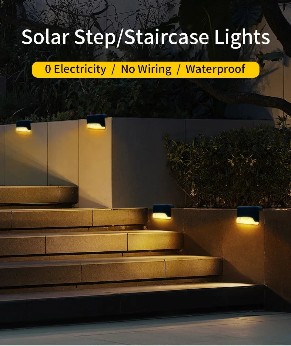 Outdoor Solar Stair Lights LED Waterproof for Garden Yard Railing Fence Lights Enhances Night Safety and Atmosphere