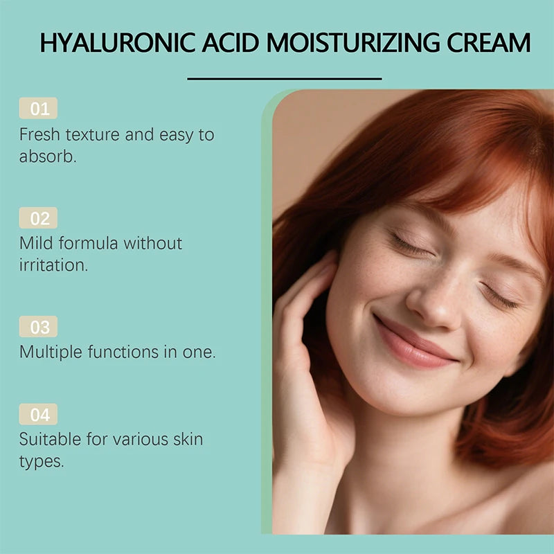 New Hyaluronic Acid Moisturizing Cream Gentle And Nourishing Caring For Facial Skin Refreshing Daily Moisturizing Skincare Cream