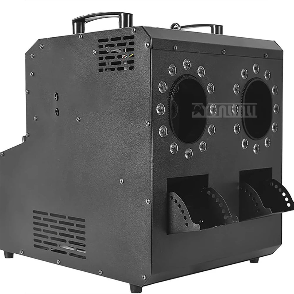 Dual Nozzle LED Smoke Bubble Machine, Stage Effect for Wedding Party, Stage Prop with Fog Bubble Blower