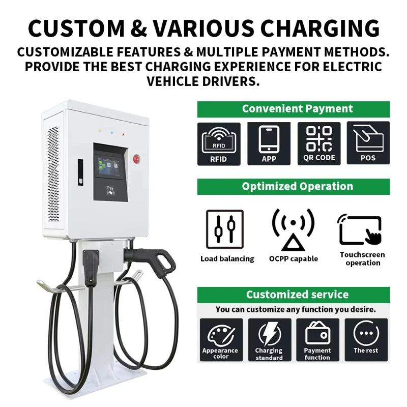 Customized 20-60KW Multi Power DC Fast Charger, GB/T Single Connector Floor Standing Charging Station Suitable