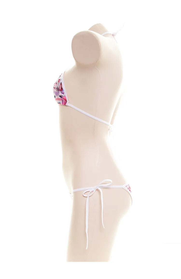 Cute Comic Pattern Bandage Bikini Swimsuit Kawaii Summer Ladies Student Bathing Suit Private Shooting Costume