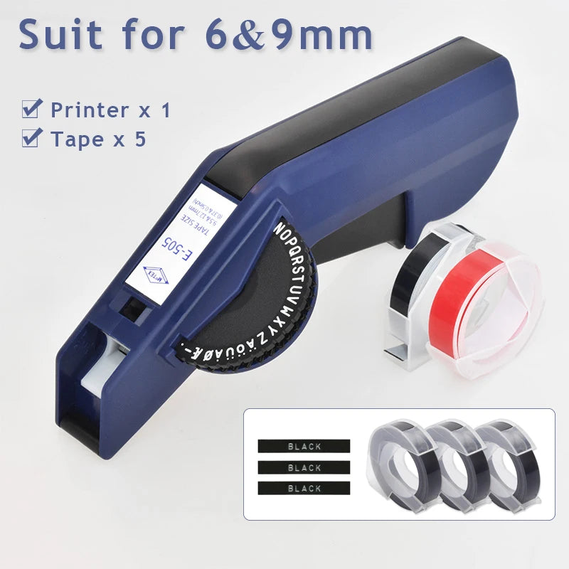 Original Motex E5500 E-505 Manual Label Maker e-5500 Suit For 6/9mm DYMO 3D Embossed Tape Can Replace 1610 12965 1880