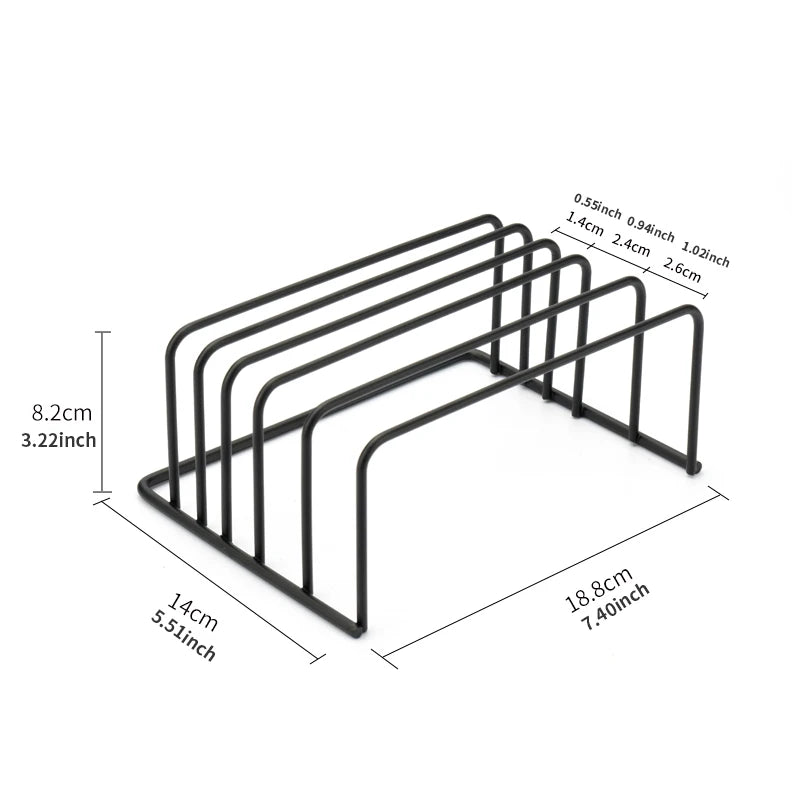 Kitchen Cutting Board Organizer Rack 5-Tier Metal Rack for Cutting Boards, Bakeware, Trays (1pc Black)