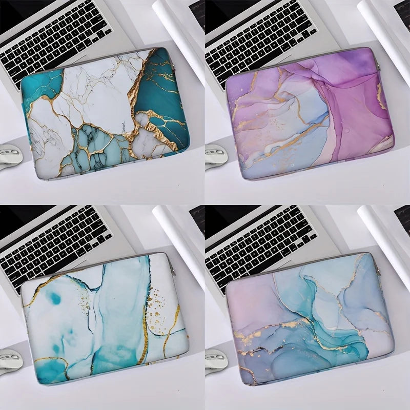 1-piece set, marble print pattern laptop bag, briefcase, suitable for 14 inch laptops, fixed laptop bag