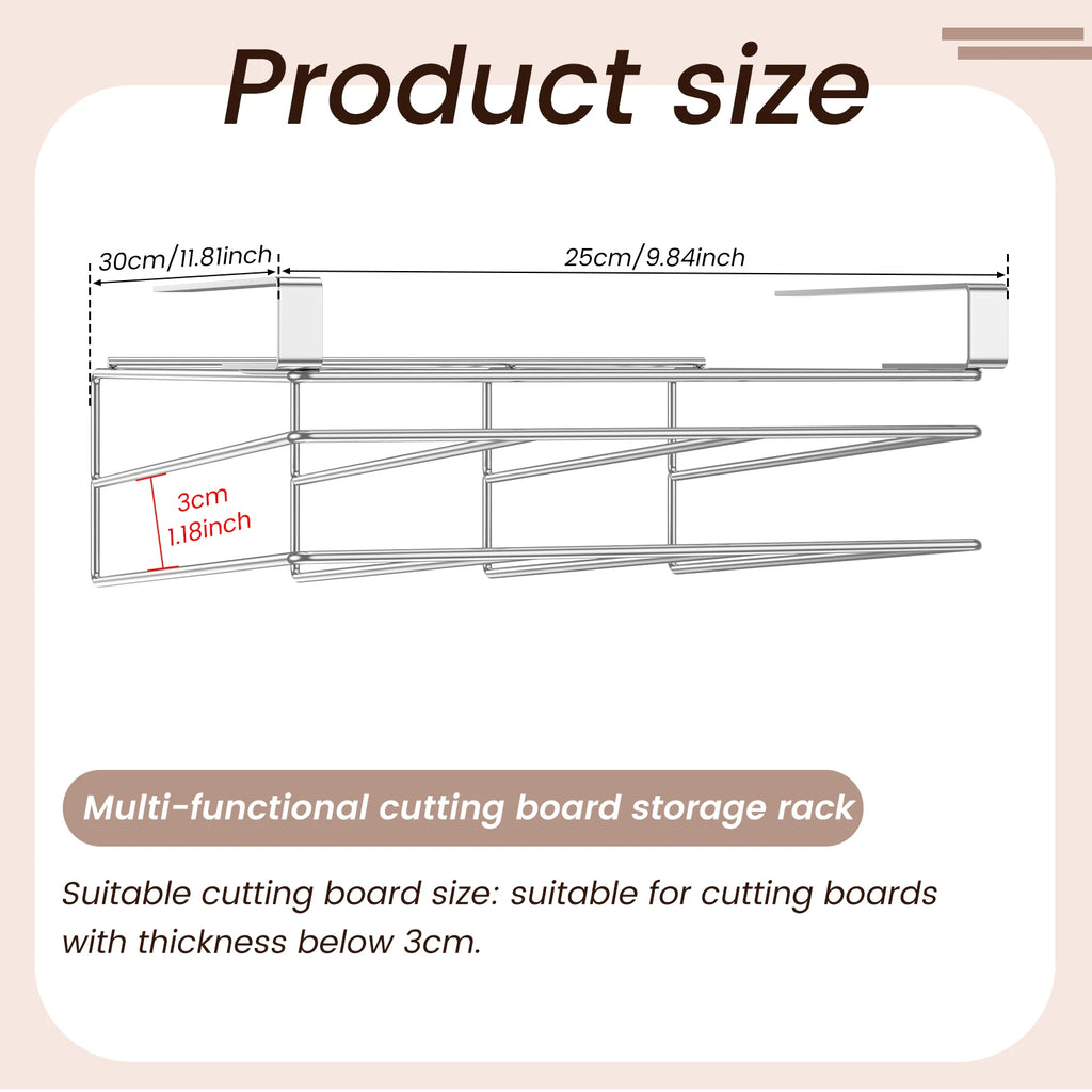Under Cabinet Cutting Board Organizer Holder Kitchen Hanging Chopping Board Pot Lid Kitchenware Storage Rack Stainless Steel