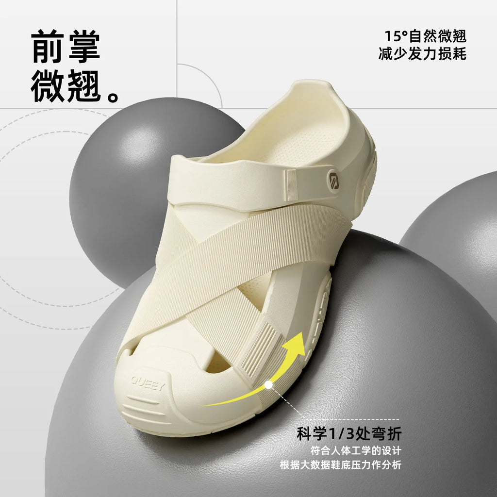 EVA Thick Sole Clogs for Men 2026 Summer Breathable Non-slip Soft Ergonomic 1/3 Forefoot Bending Outdoor Beach Sandals