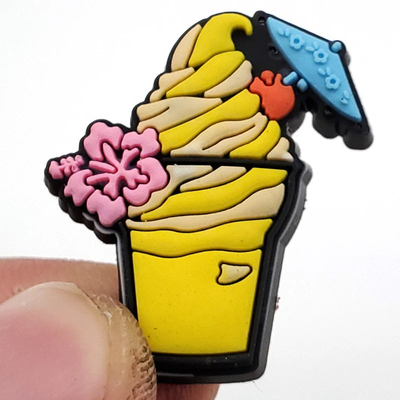 Cute Kawaii Food Shoes Charms Set Cartoon Burger Pizza Boba Shoe Accessories, PVC Clog Decorations for Sandals, Party Gifts