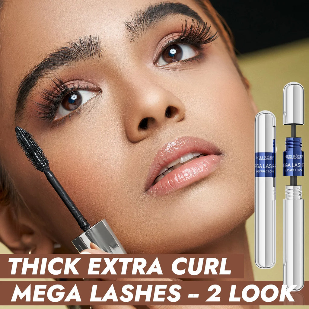 MISS ROSE Black Mascara Set, Big Brush Head Volumizing Lengthening Curling Mascara,Waterproof Eyelash Primer Eye Makeup Cosmetic