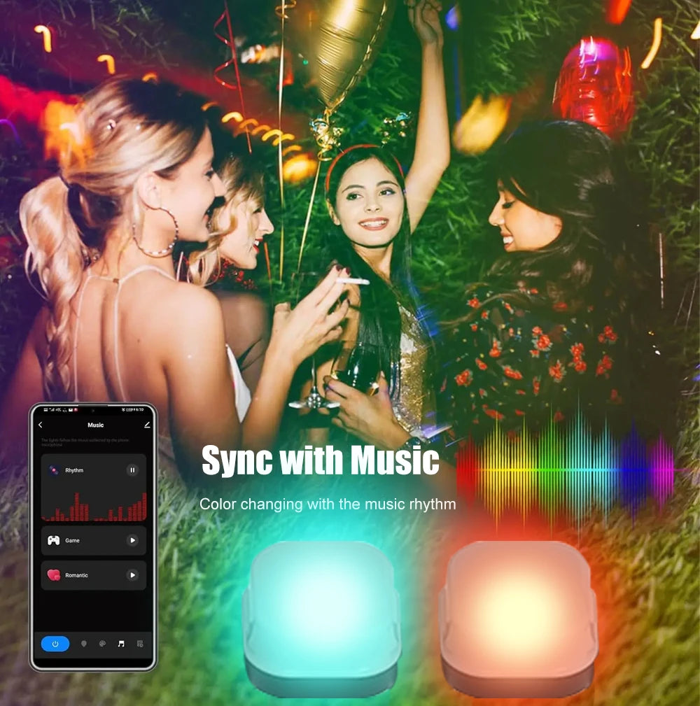 Wiscolor Smart Wifi RGB Lawn Light 30M 30Bulbs IP65 Outdoor Ground LED Light APP Control for Garden Lawn Courtyard