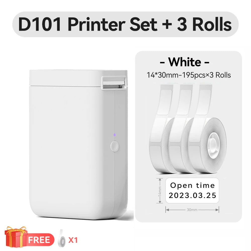 Niimbot D101 Thermal Label Printer Wireless Pocket Barcode Maker Inkless 10-25mm Width Mobile Sticker Printer for Office Home