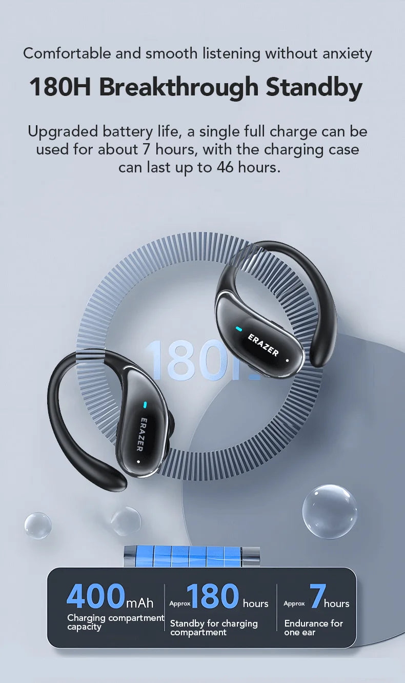 XT80 Bluetooth 5.3 Earphones True Wireless Headphones with Mic Button Control Noise Reduction Earhooks Waterproof Headset