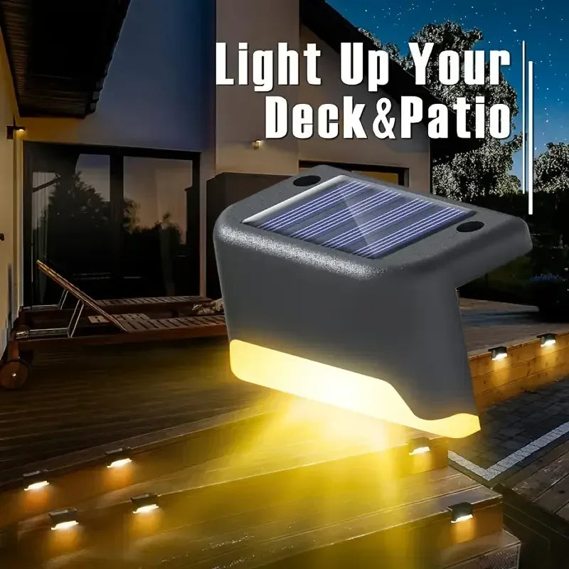 1/4PCS Solar LED Deck Lights Waterproof Outdoor Step Fence Lighting for Patio Yard Stairs Automatic Dusk-to-Dawn L-Shaped Design