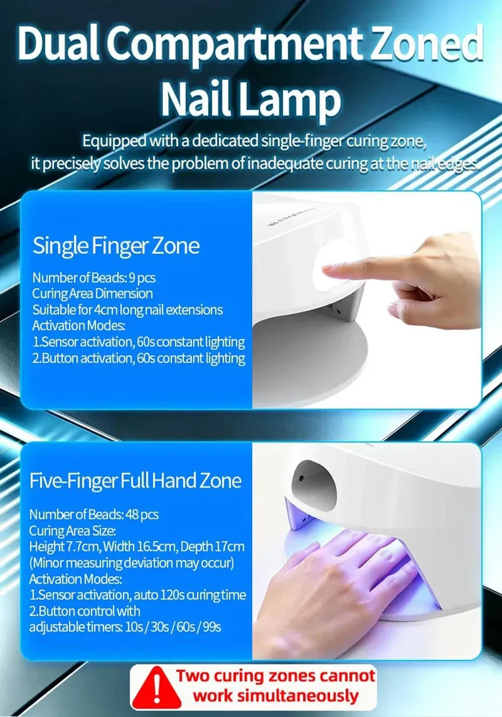 2-in-1 Thumb & Full Hand UV LED Nail Lamp Fast Drying Nail Dryer with Magnetic Mirror Base Smart Auto Sensor for Gel Nails