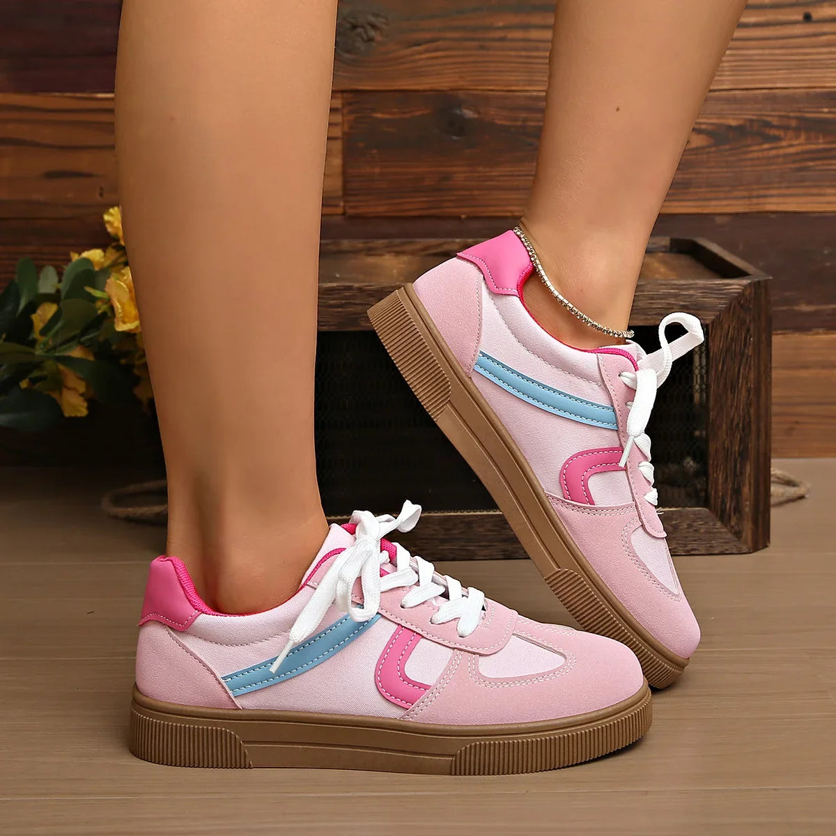 Women's Flat Bottom Sports Shoes Hot Sale Mixed Colors Spring Autumn New Style Sneakers Casual Leisure Student Flats Rubber Sole