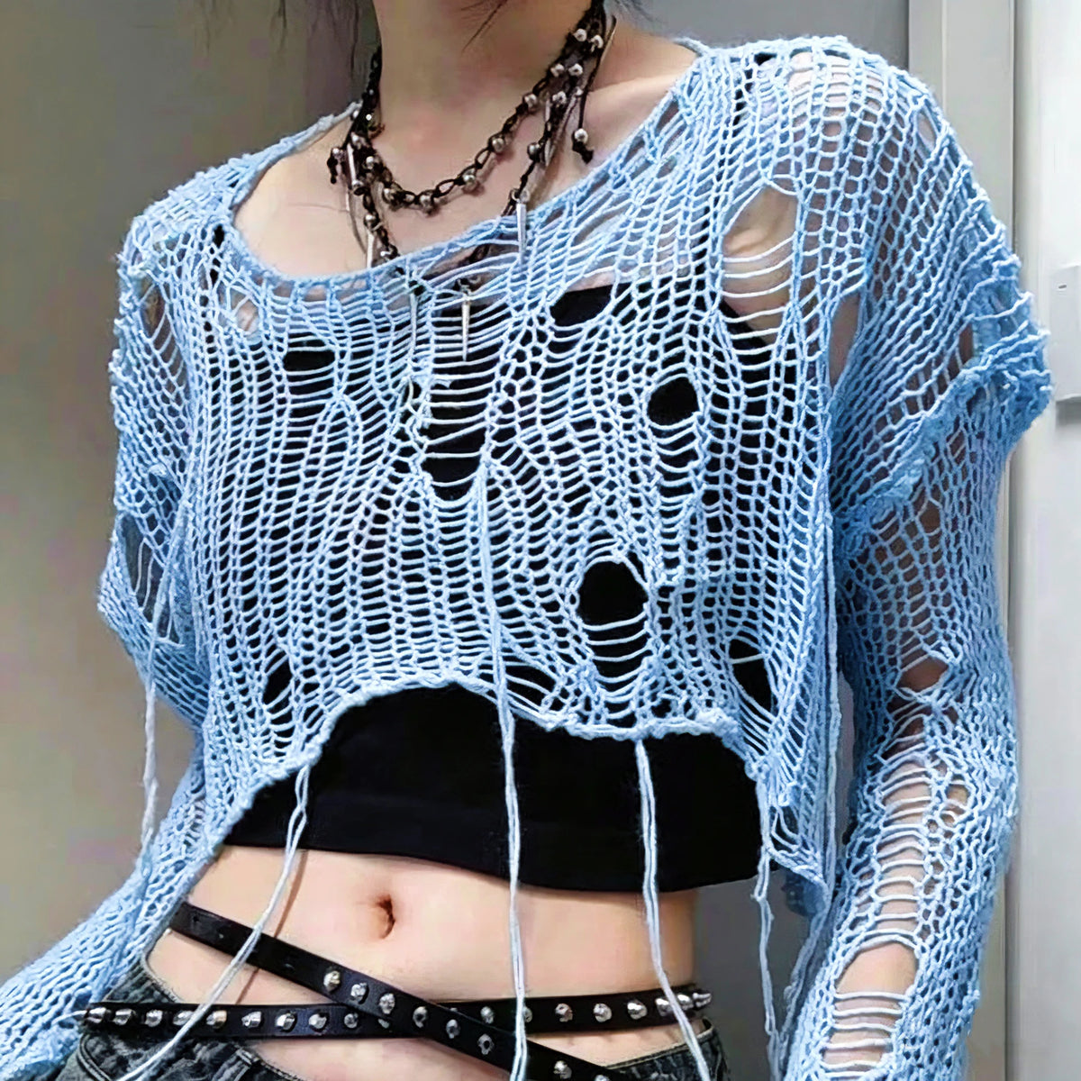Sexy White Slash Neck Grunge Knitted Women's Sweater Hole Ripped Pullover Crop Top Harajuku Hollow Out Fashion Summer Jumpers